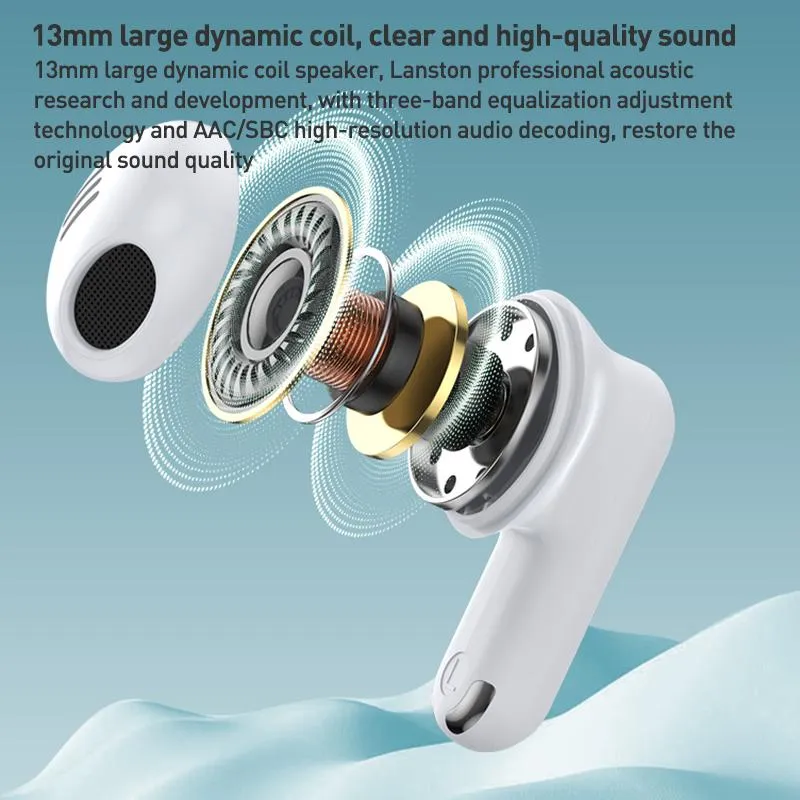 Auriculares BT Langsdom TG11 com redução de ruído (brancos)
