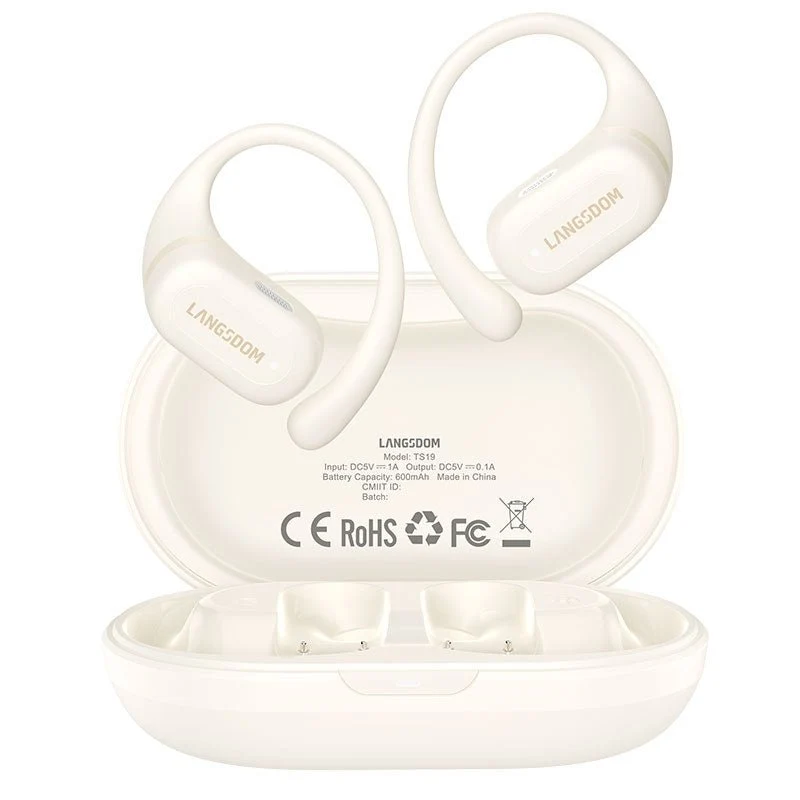Auriculares BT sem fios Langsdom TS19, redução de ruído ENC (branco)