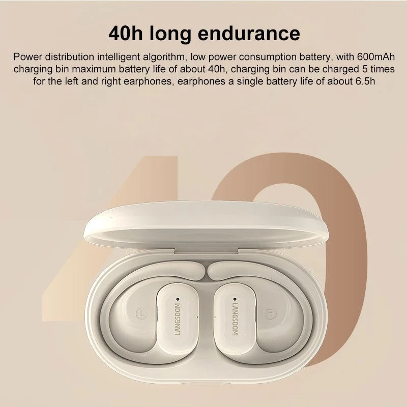 Auriculares BT sem fios Langsdom TS19, redução de ruído ENC (branco)
