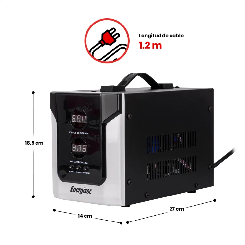 Regulador de Voltaje 1500VA-900W 2 contactos, ENERGIZER AVANT PROJECTS