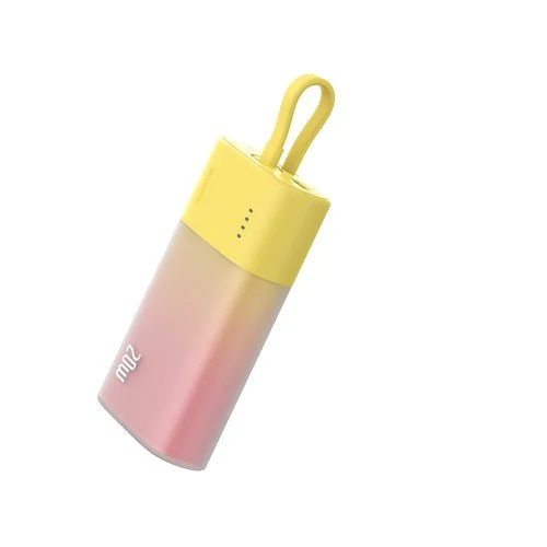 Baseus Popsicle 5200 mAh 20 W, cabo Lightning + USB-C - Amarelo-Rosa