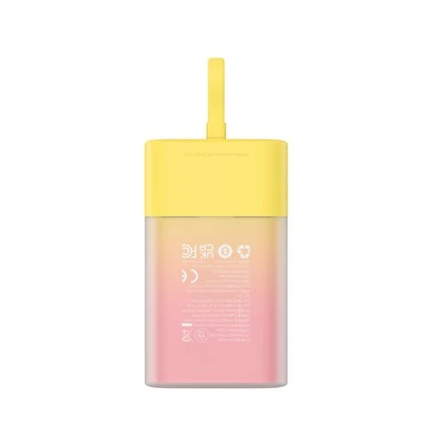 Baseus Popsicle 5200 mAh 20 W, cabo Lightning + USB-C - Amarelo-Rosa