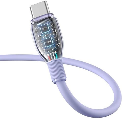 Baseus Pudding 100W USB-C - Cabo USB-C 2m - Violeta