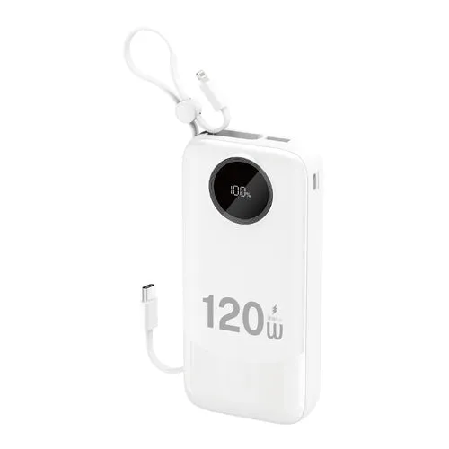 Bateria externa Dudao K13Pro 20 000 mAh, cabo integrado - Branco