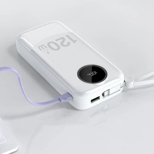 Bateria externa Dudao K13Pro 20 000 mAh, cabo integrado - Branco