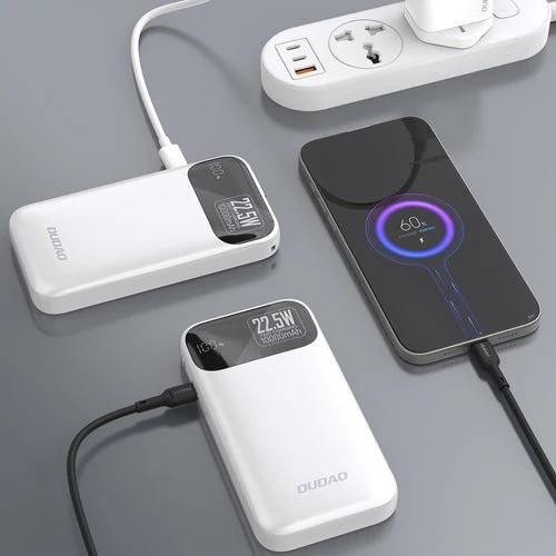 Bateria externa Dudao K31 10000 mAh 22,5 W PD com cabo integrado - Branca
