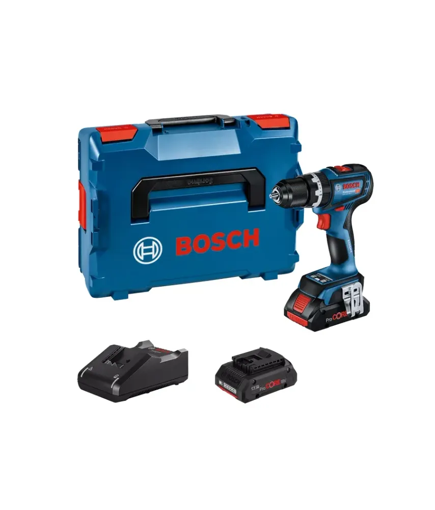 Berbequim de martelo 18V com 2bat 4Ah + Carregador + Mala Bosch GSB 18V-90 C