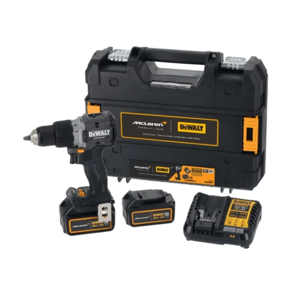 Berbequim de martelo McLaren 18V 90Nm 13mm com 2 baterias de 4Ah + mala Dewalt DCD85MM2T