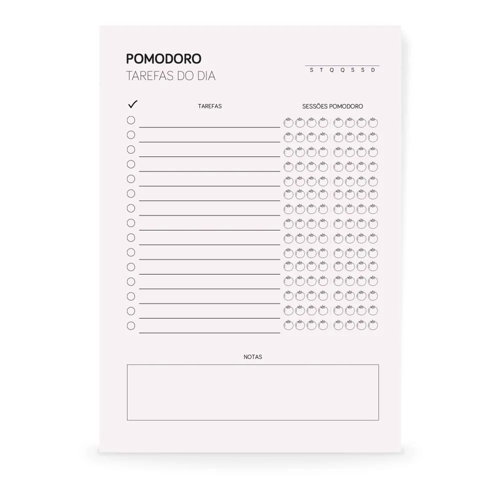 Bloco Método Pomodoro para Concentração Destacável 90Fls 75g