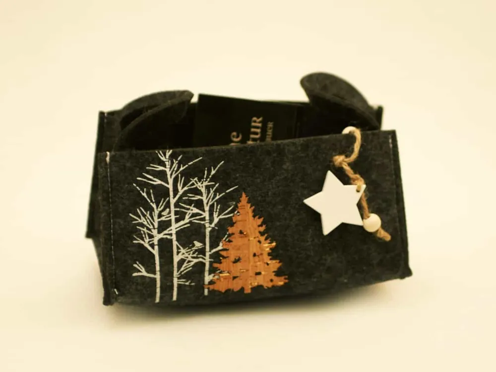 Bolsa de feltro cinza "tannenbaum" 18x13x11cm bolsa de presente natal