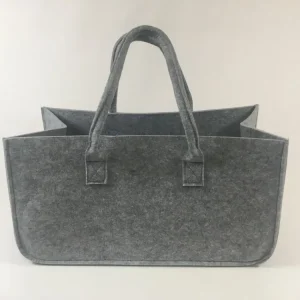 Bolsa para lenha feita de cinza claro Felt 50x25x26cm