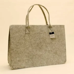 Bolsa para lenha feita de cinza claro Felt 50x35x27cm