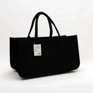 Bolsa para lenha feita de preto feltro 50x25x25cm