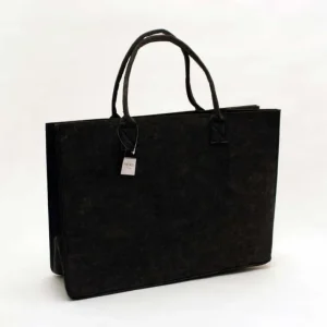 Bolsa para lenha feita de preto feltro 50x35x27cm