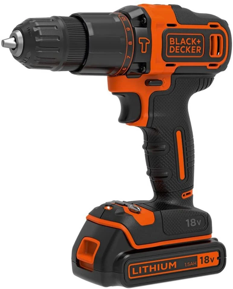 Broca de Percussão Black + Decker 18V + 120 Acessórios 3 Bat 1.5Ah com Caixa BDCHD181B3A