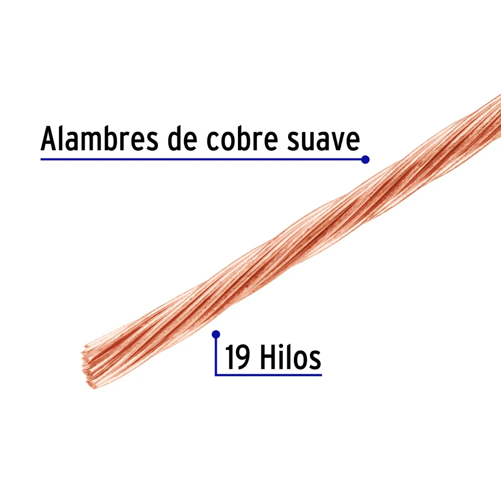 Cable Desnudo de Cobre Calibre 12 AWG Volteck Rollo 25 Mts