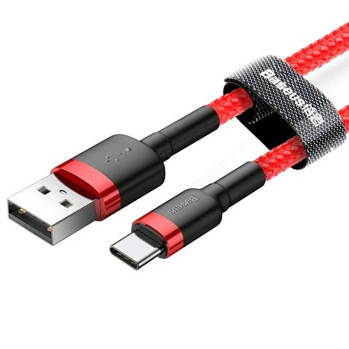 Cabo Baseus Cafule nylon USB / USB-C QC3.0 2A 2M vermelho