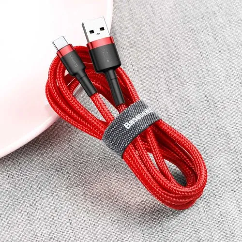 Cabo Baseus Cafule nylon USB / USB-C QC3.0 2A 2M vermelho