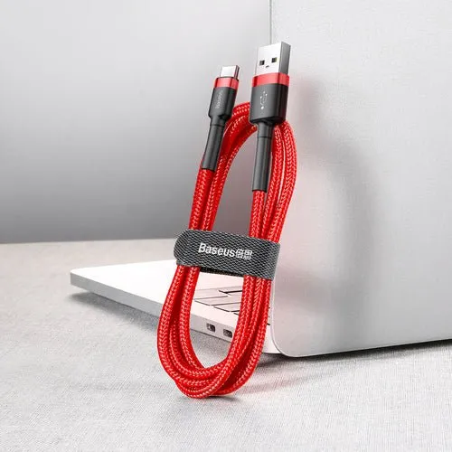 Cabo Baseus Cafule USB-/USB-C QC 3.0 3A 0,5 m - vermelho
