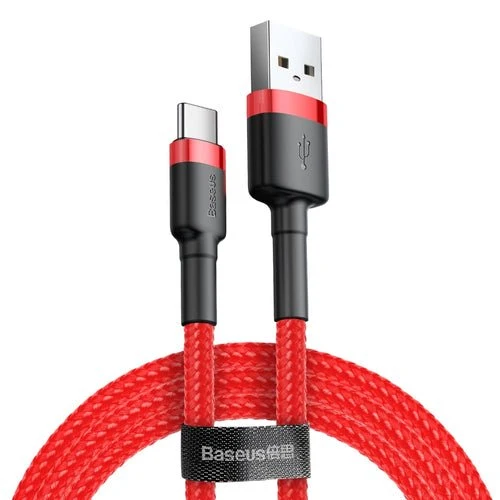 Cabo Baseus Cafule USB-/USB-C QC 3.0 3A 1 m - Vermelho