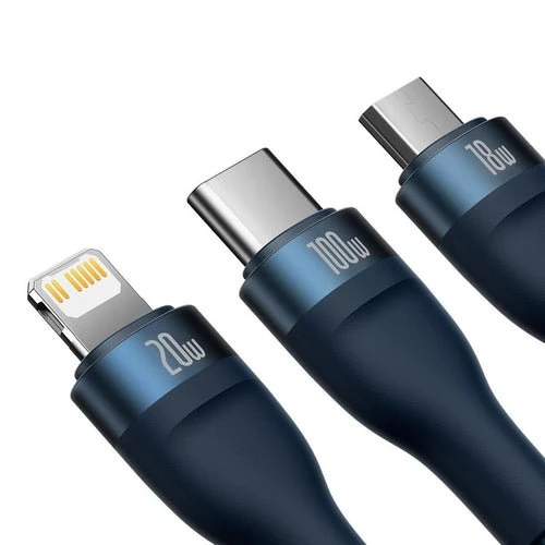 Cabo Baseus Flash II 4 em 1 USB-C/ 100W 1,5m azul