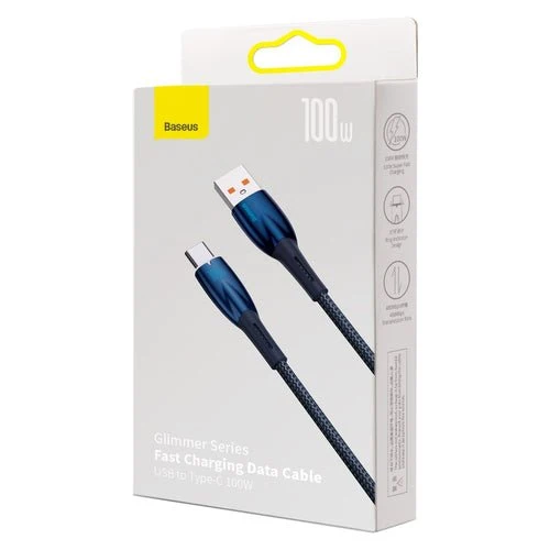 Cabo Baseus Glimmer USB-/USB-C 100W, 1m, azul