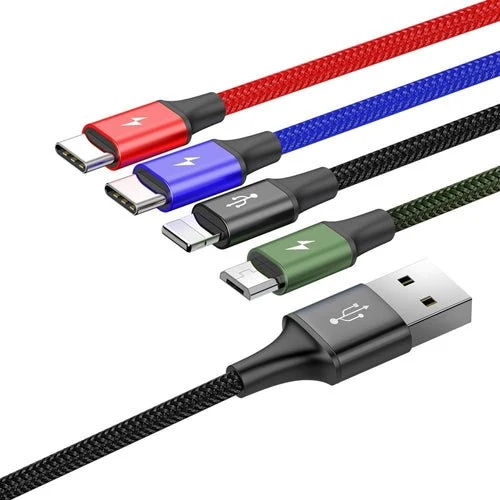 Cabo Baseus 4 em 1 Lightning/2x USB-C/micro USB 1,2 m preto.