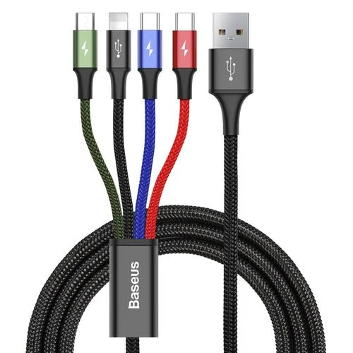 Cabo Baseus 4 em 1 Lightning/2x USB-C/micro USB 1,2 m preto.