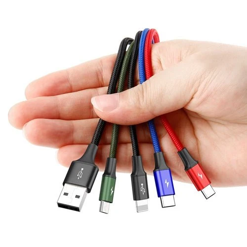 Cabo Baseus 4 em 1 Lightning/2x USB-C/micro USB 1,2 m preto.