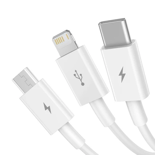 Cabo Baseus Superior 3 em 1 - Lightning/USB-C/Micro USB, 1,5 m.