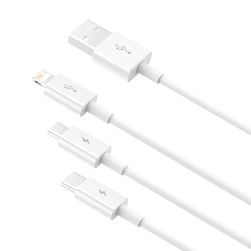 Cabo Baseus Superior 3 em 1 - Lightning/USB-C/Micro USB, 1,5 m.