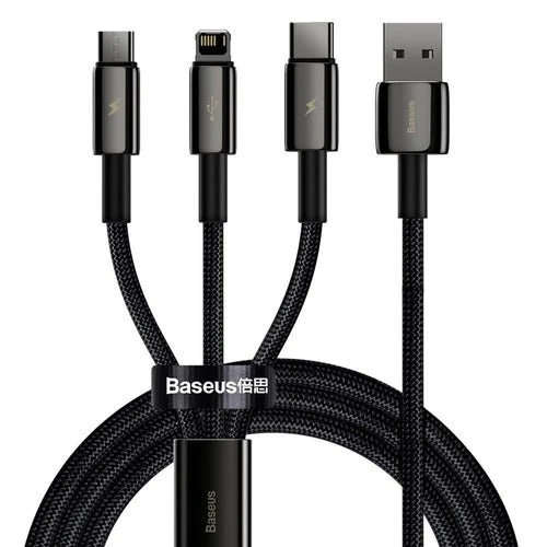 Cabo Baseus Tungsten 3 em 1 (USB/USB-C/Lightning/micro USB)
