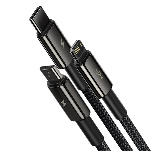 Cabo Baseus Tungsten 3 em 1 (USB/USB-C/Lightning/micro USB)