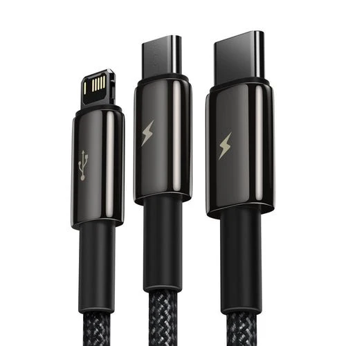 Cabo Baseus Tungsten 3 em 1 (USB/USB-C/Lightning/micro USB)