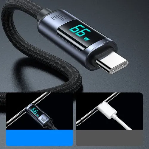 Cabo Joyroom A16 USB-C/, 66 W, 1,2 m, indicador LED - Preto