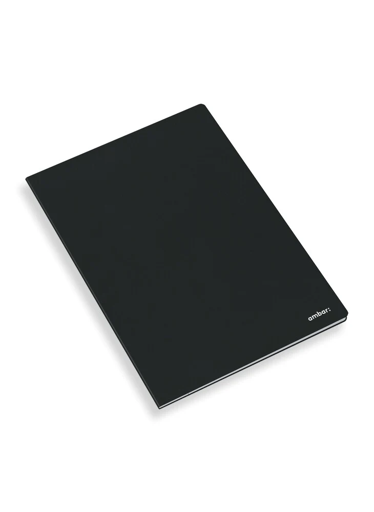 Caderno Ambar A5 Capa Preta Liso 80f