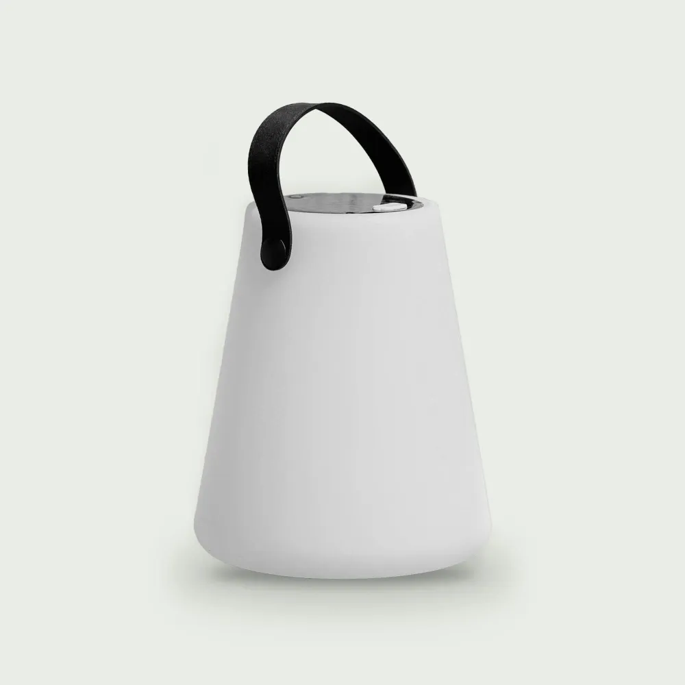 Candeeiro de exterior solar branco em forma de cone recarregável