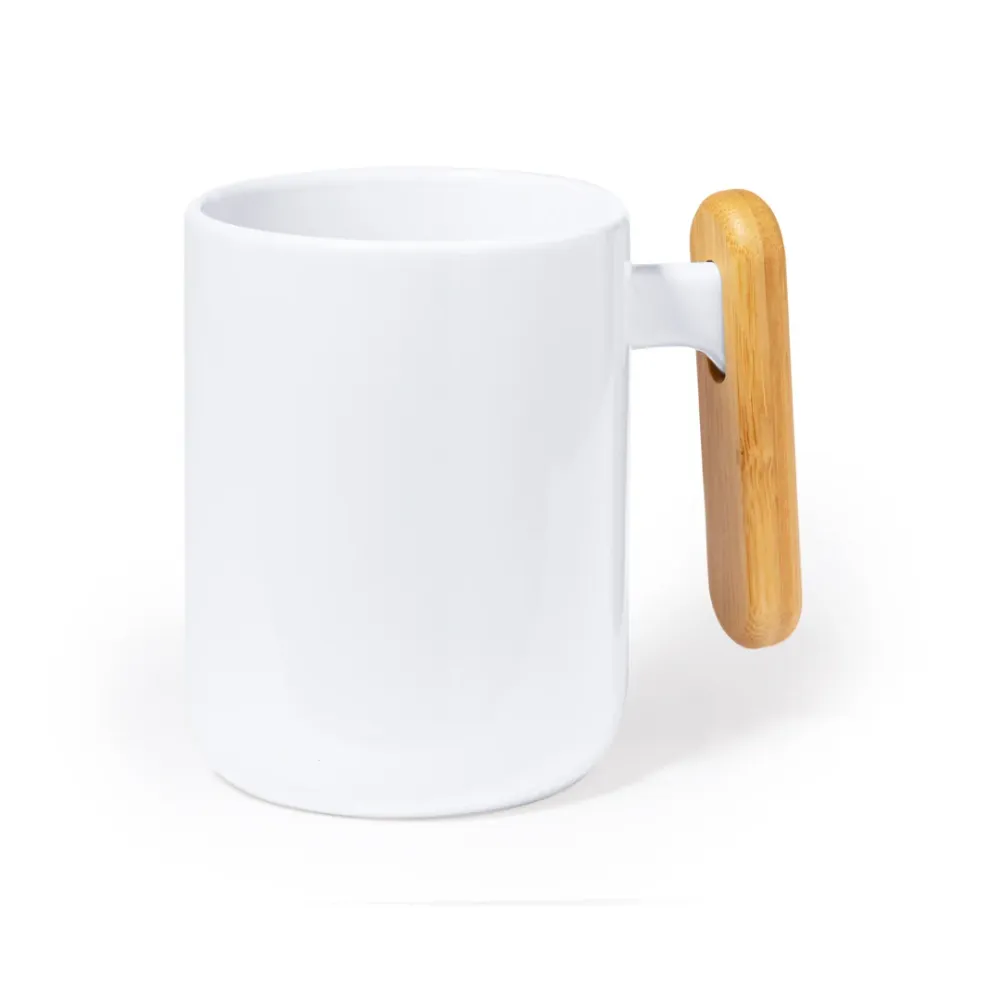 Caneca de Cerâmica 480ml com Asa de Bambu Elegante