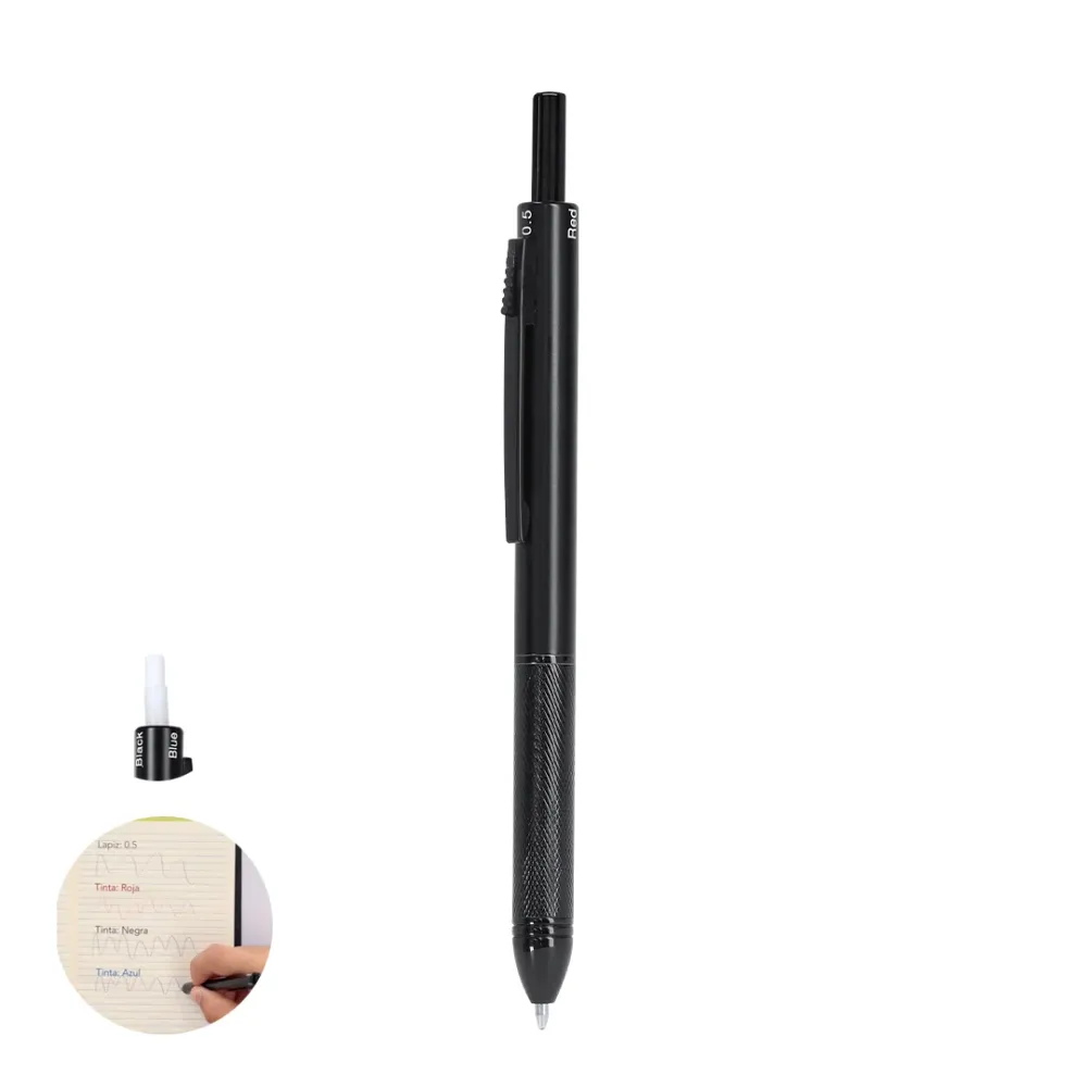 Caneta Portaminas 4 em 1 com Tintas Coloridas