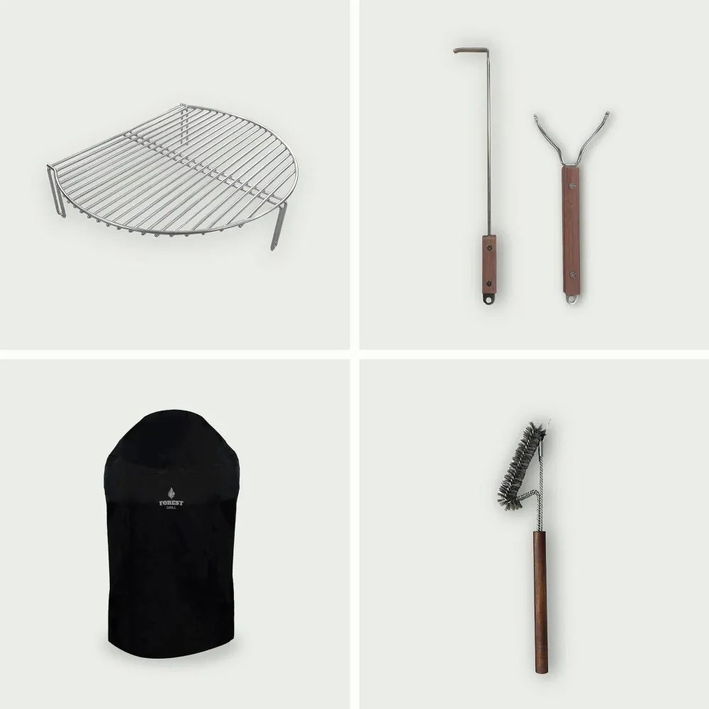 Capa de proteção + Extensão de grelha + Escova + Puxa-cinzas + Pega de grelha para Forest 22"