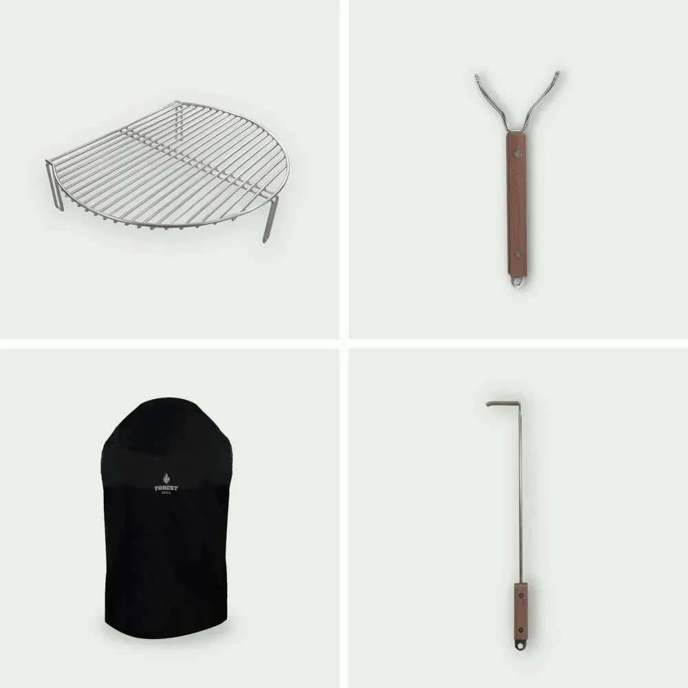 Capa de proteção + Extensão de grelha + Extrator de cinzas + Pega da grelha para Forest 18"