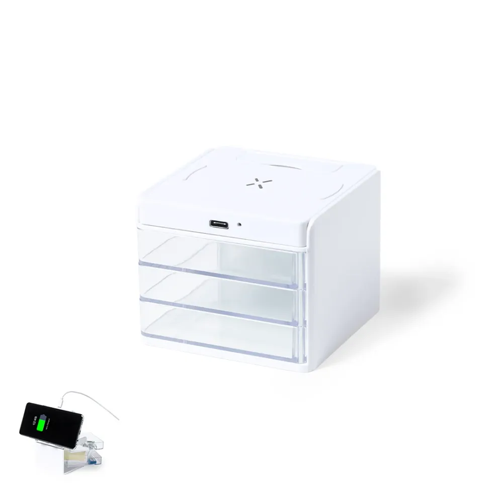 Cargador Organizador com Suporte e Carregamento Sem Fios 10W