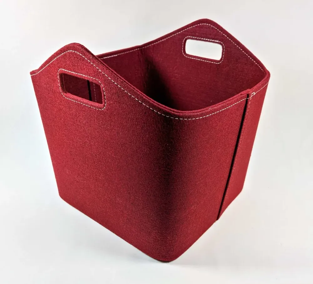 Cesta de lenha de alta qualidade feita de feltro vermelho