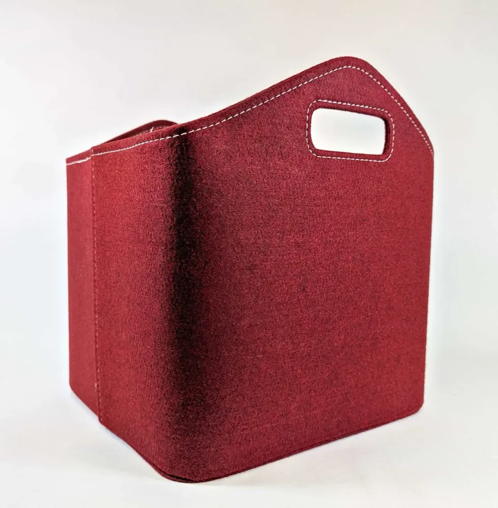 Cesta de lenha de alta qualidade feita de feltro vermelho