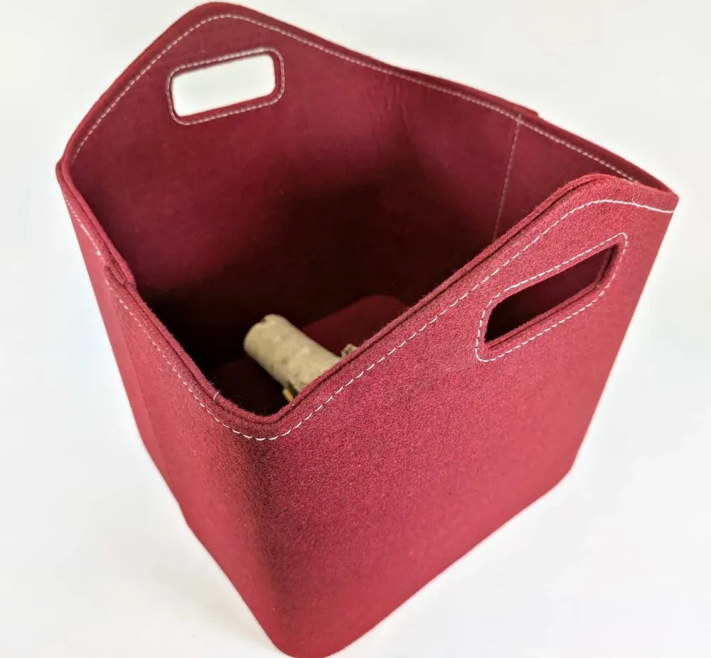 Cesta de lenha de alta qualidade feita de feltro vermelho