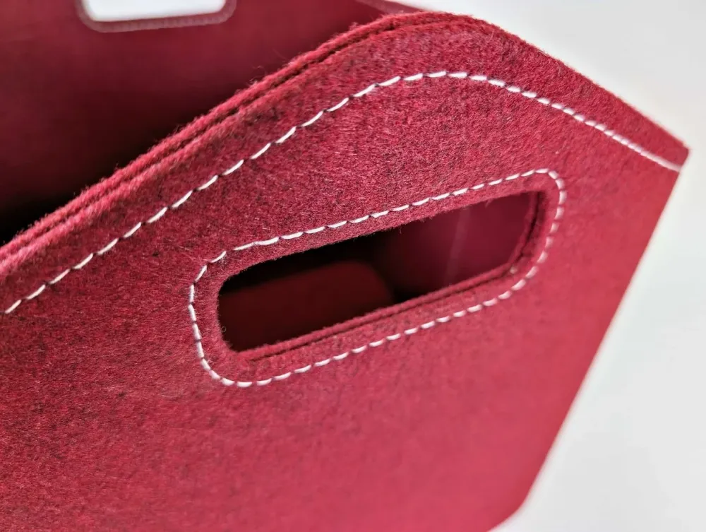 Cesta de lenha de alta qualidade feita de feltro vermelho
