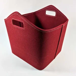 Cesta de lenha de alta qualidade feita de feltro vermelho
