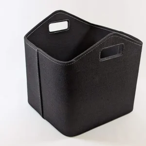Cesta de lenha de alta qualidade feita de feltro preto antracite