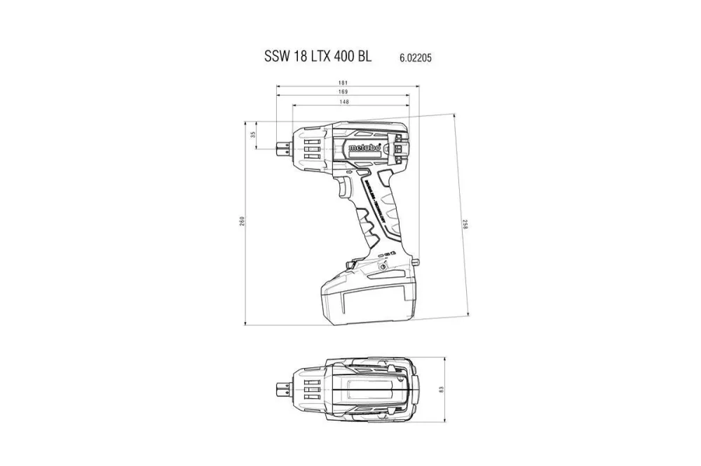 Chave de impacto sem fio 18V 400Nm Metabo SSW18LTX400BL