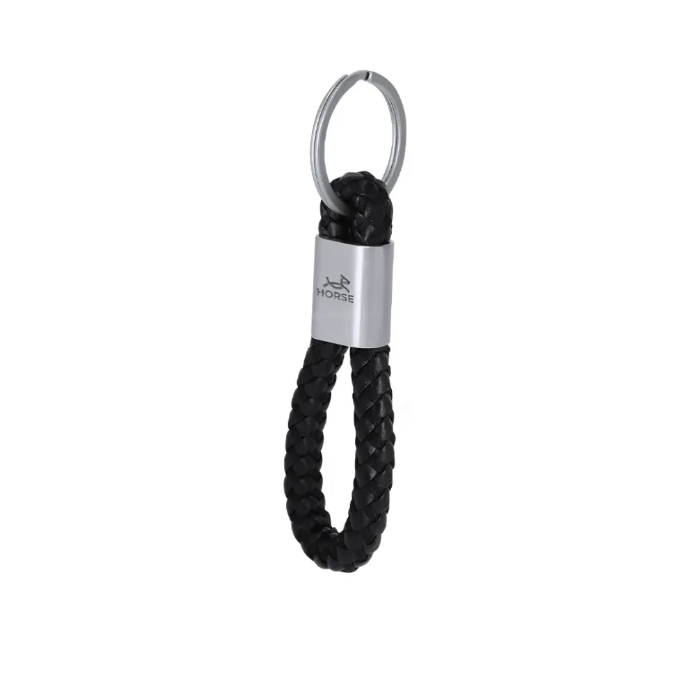 Chaveiro Elegante com Cordão Trançado e Detalhe em Liga